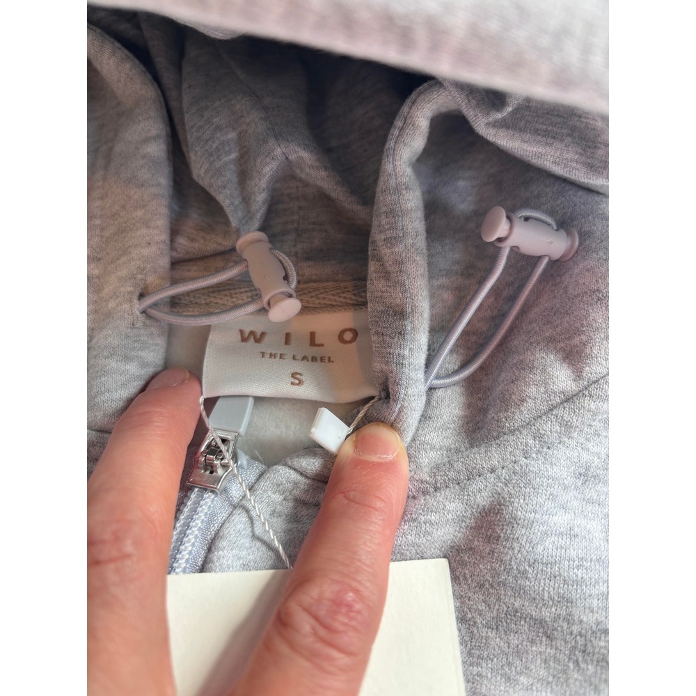 Wilo The Label Womens Brushed Fleece Crop Zip Hoodie Grey Marle Size Small - Picture 6 of 7